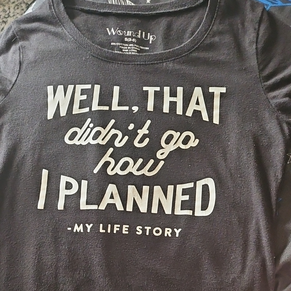Wound Up Black Tee with White Text